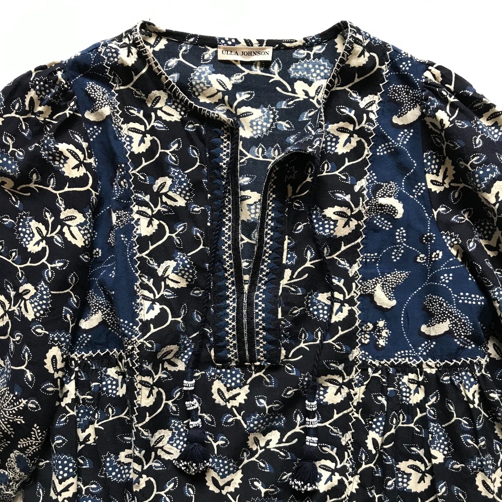 ULLA JOHNSON Batik Blue Popover Tassels 6 - Picture 4 of 11